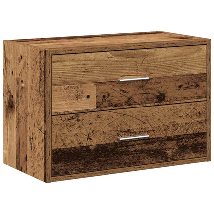 Skåp med 2 lådor gammalt trä 60x31x40 cm konstruerat trä