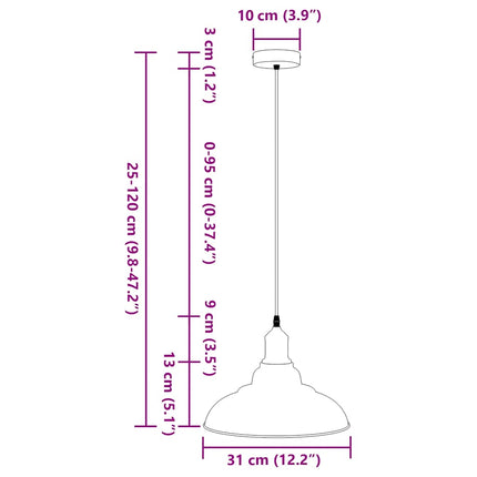 Taklampa höjdjusterbar E27 glansgrå Ø 31 cm metall