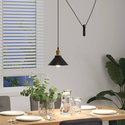 Pendellampa höjdjusterbar E27 blank svart Ø 22 cm metall