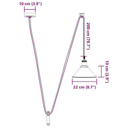 Pendellampa höjdjusterbar E27 blank svart Ø 22 cm metall
