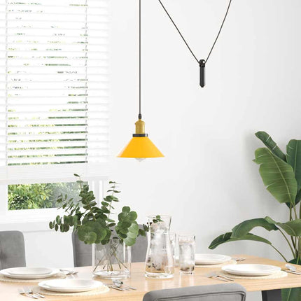 taklampa höjdjusterbar E27 glans gul Ø 22 cm metall