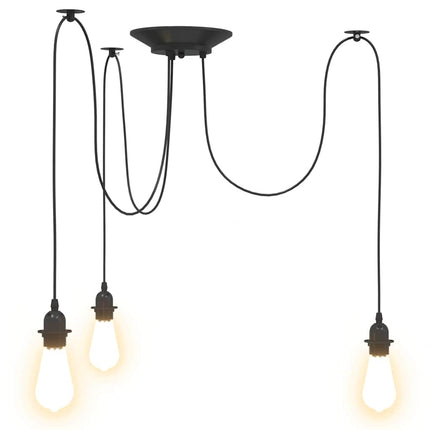Taklampa med 3 lamphållare E27 svart metall