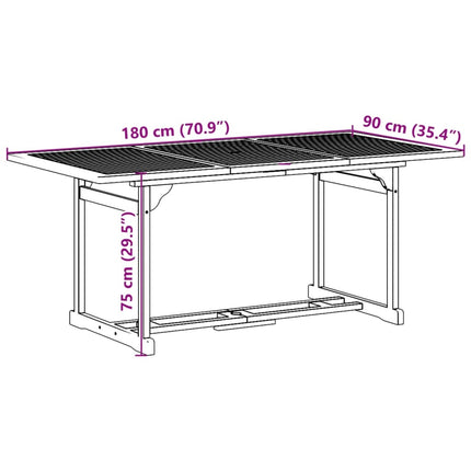 Matgrupp för trädgården 7 delar 180x90x75 cm massivt akaciaträ