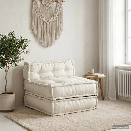 Modulär soffa krämfärgat tyg 70x70x54