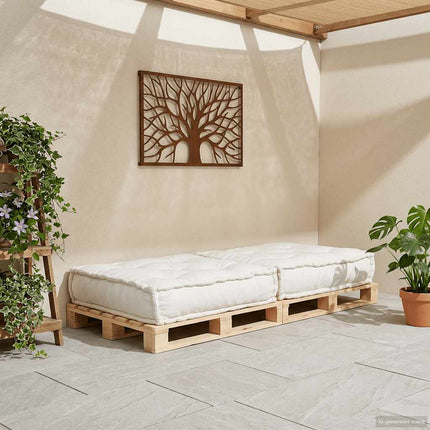 Modulär soffa krämfärgat tyg 70x70x36