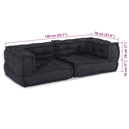 2-sits modulsoffaantracit 140x70x36 tyg