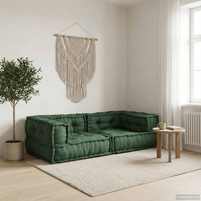 2-sits modulsoffa grön 140x70x36 tyg