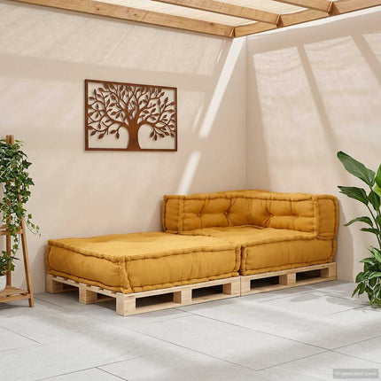 Modulär soffa gul 70x70x54 tyg