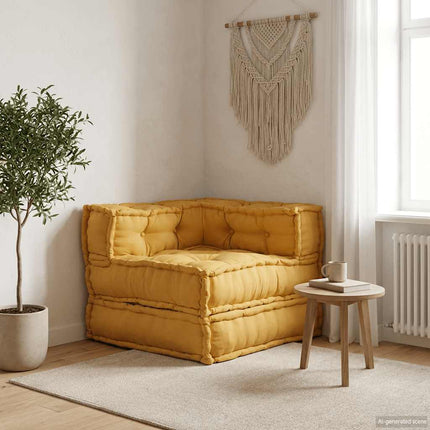 Modulär soffa gul 70x70x54 tyg