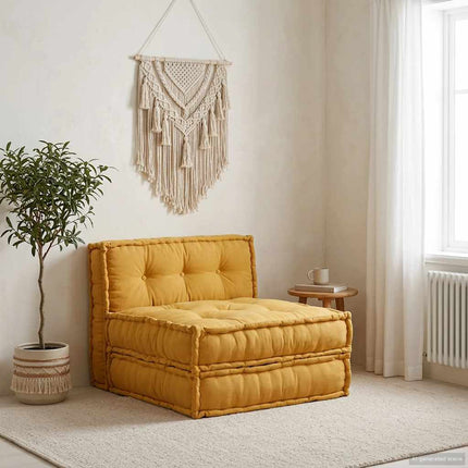 Modulär soffa gul 70x70x36 tyg