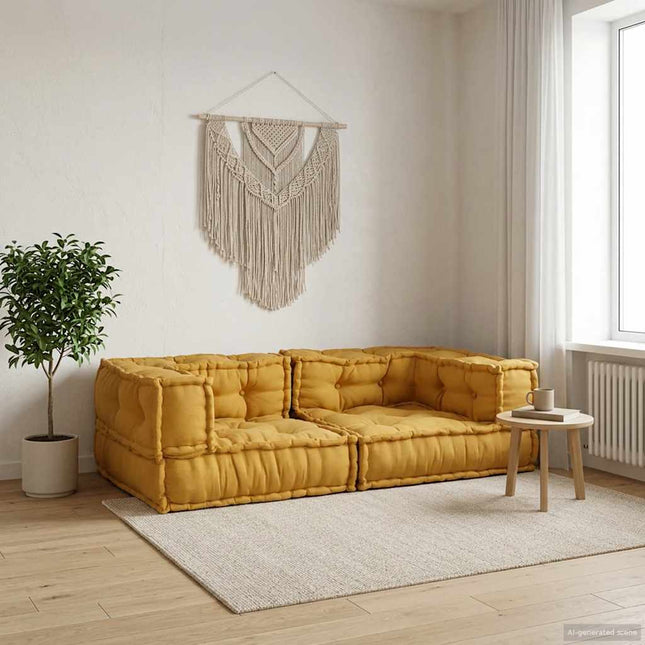 2-sits modulsoffa gul 140x70x36 tyg