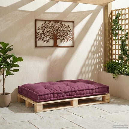 Pallettsoffa Kudde Bordeaux 120 x 80 x 12 cm Tyg
