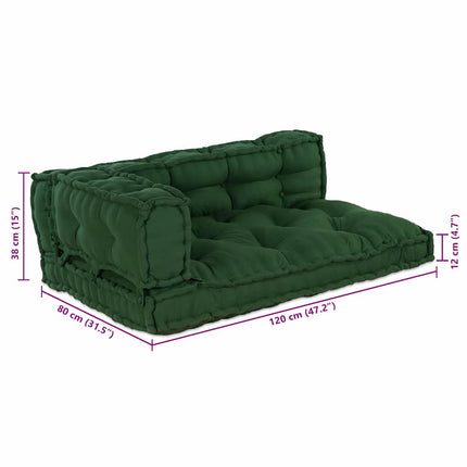 Pallettsoffa Kudde 3 st Tyg Grön 120 x 80 x 38 cm