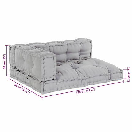 Pallettsoffa Kudde 3 st Tyg Grå 120 x 80 x 38 cm