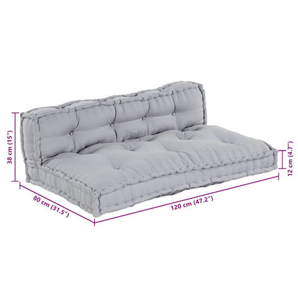 Pallettsoffa Kudde 2 st Tyg Grå 120 x 80 x 38 cm