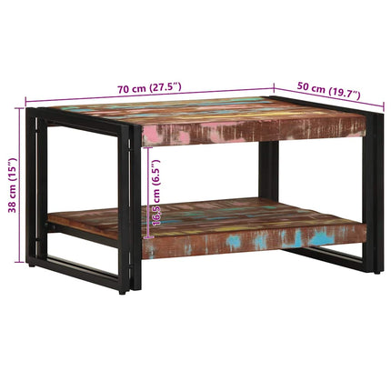 Soffbord flerfärgat 70x50x38 cm massivt trä återvunnet