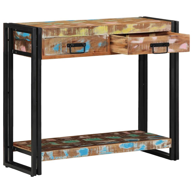 Konsolbord Flerfärgsdesign 90 x 33 x 75 cm Solid återvunnen trä