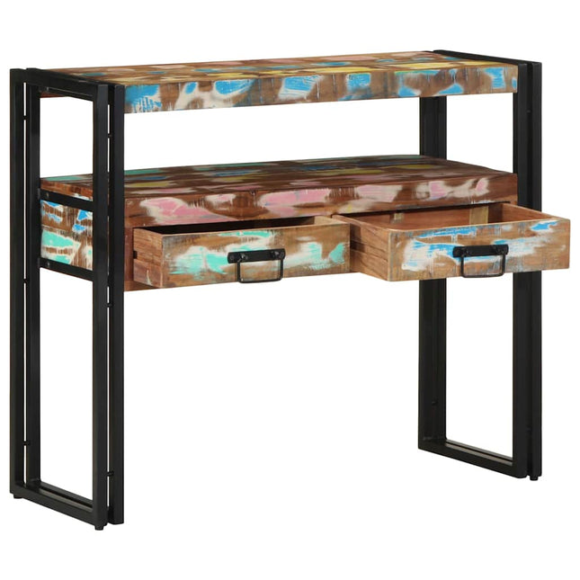 Konsolbord Flerfärgsdesign 90 x 33 x 75 cm Solid återvunnen trä