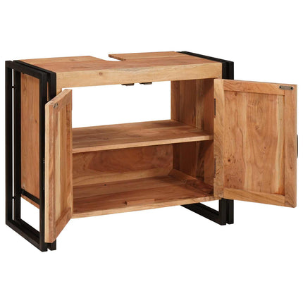 Diskbänksskåp med hylla Brun 71 x 33 x 58 cm Massivt Akaciaträ