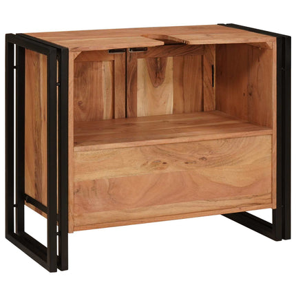 Diskbänksskåp med hylla Brun 71 x 33 x 58 cm Massivt Akaciaträ