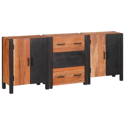Sideboard med låda 3 pcs Brun 55 x 30 x 75 cm Massivt Akaciaträ