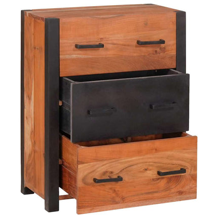 Sideboard med låda 3 pcs Brun 55 x 30 x 75 cm Massivt Akaciaträ