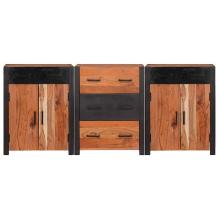Sideboard 3 pcs Brun 165 x 30 x 75 cm Massivt Akaciaträ