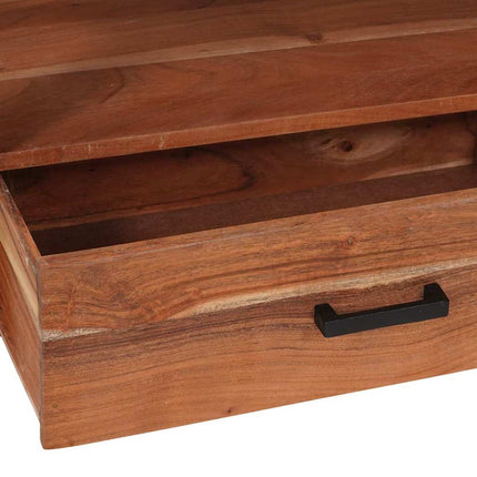 TV-skåp med låda med hylla Brun 110 x 30 x 40 cm massivt akacia