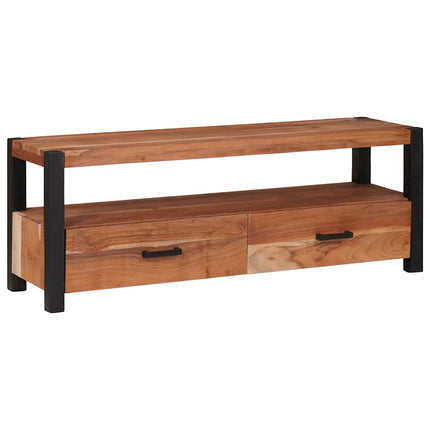 TV-skåp med låda med hylla Brun 110 x 30 x 40 cm massivt akacia