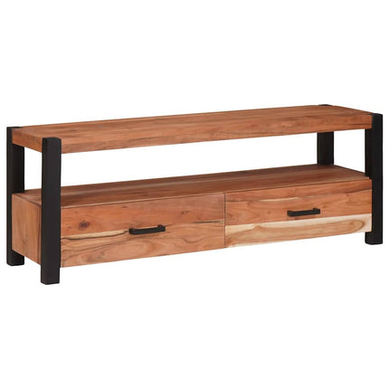 TV-skåp med låda med hylla Brun 110 x 30 x 40 cm massivt akacia
