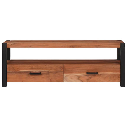 TV-skåp med låda med hylla Brun 110 x 30 x 40 cm massivt akacia
