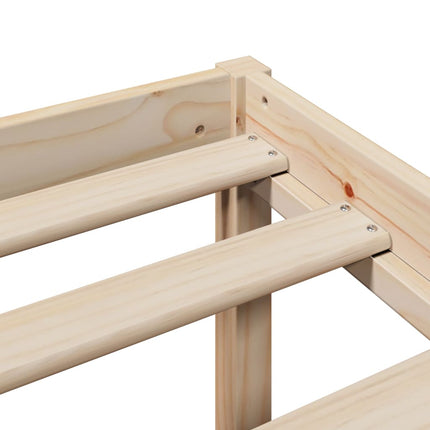 Säng Med Bokhylla Utan Madrass 100X200Cm Massiv Furu