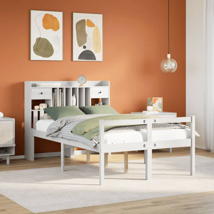 Säng Med Bokhylla Utan Madrass 100X200Cm Massiv Furu