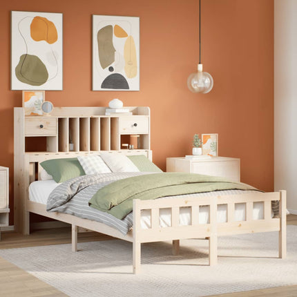 Säng Med Bokhylla Utan Madrass 90X190Cm Massiv Furu