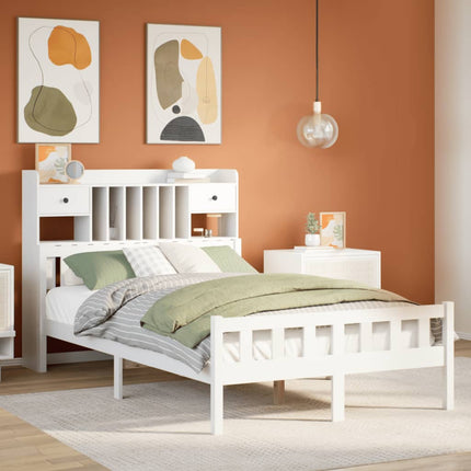 Säng Med Bokhylla Utan Madrass 90X190Cm Massiv Furu