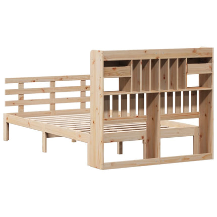 Säng Med Bokhylla Utan Madrass 135X190Cm Massiv Furu