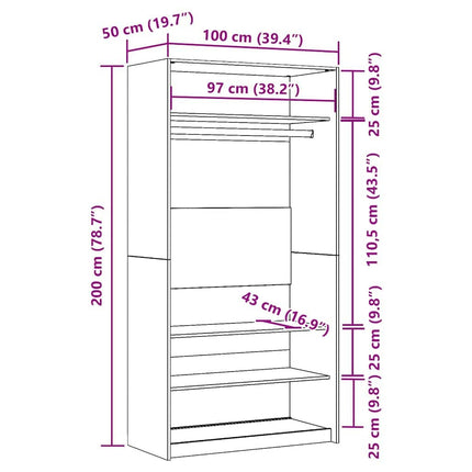 Garderob ek 100x50x200 cm konstruerat trä
