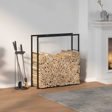 Vedställ svart 110x30x116 cm stål