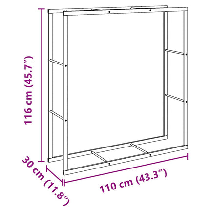 Vedställ svart 110x30x116 cm stål