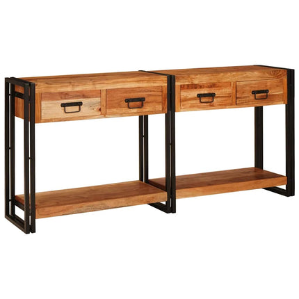 Konsolbord 2 pcs Brun 161 x 33 x 75 cm Massivt Akaciaträ