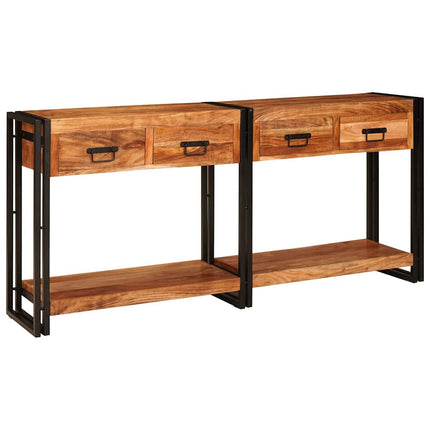 Konsolbord 2 pcs Brun 161 x 33 x 75 cm Massivt Akaciaträ