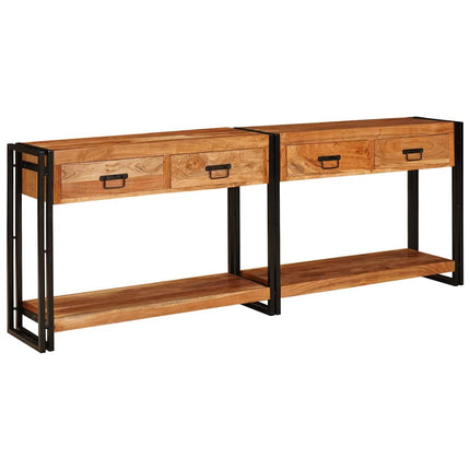 Konsolbord 2 pcs Brun 200 x 33 x 75 cm Massivt Akaciaträ