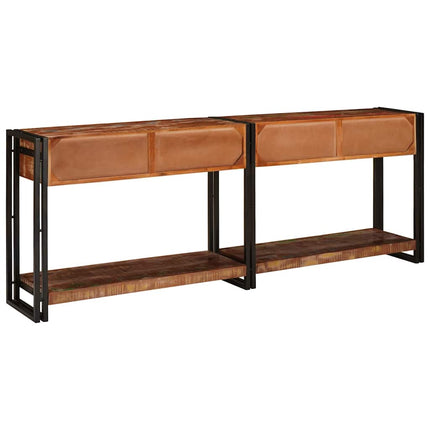 Konsolbord med låda 2 pcs Flerfärgsdesign Solid återvunnen trä
