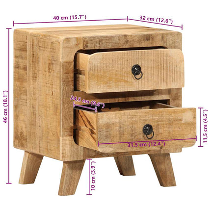 Sängbord 40x32x46 cm massivt grovt mangoträ