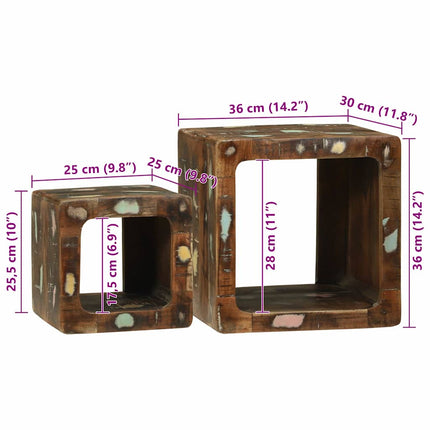 TV Enheter med hylla 2 pcs Flerfärgsdesign Solid återvunnen trä