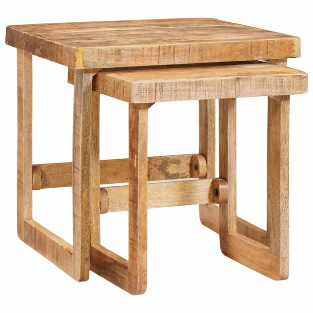 Satsbord 2 st Brun 46 x 46 x 45 cm Massivt mangoträ