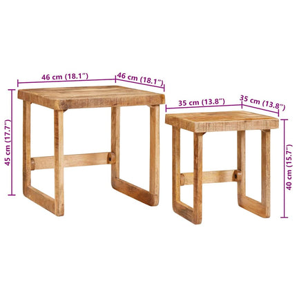 Satsbord 2 pcs Brun 46 x 46 x 45 cm Massivt mangoträ