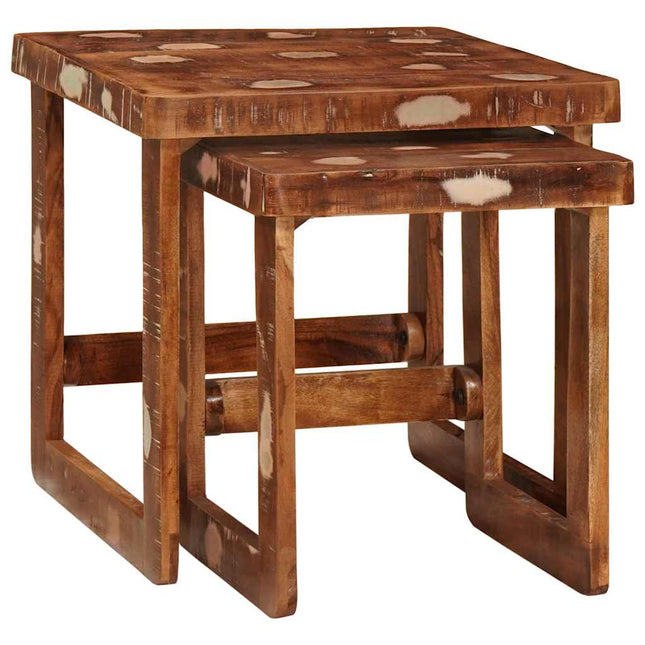 Satsbord 2 st Brun 46 x 46 x 45 cm Solid återvunnen trä