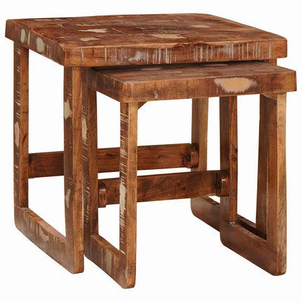 Satsbord 2 pcs Brun 46 x 46 x 45 cm Solid återvunnen trä