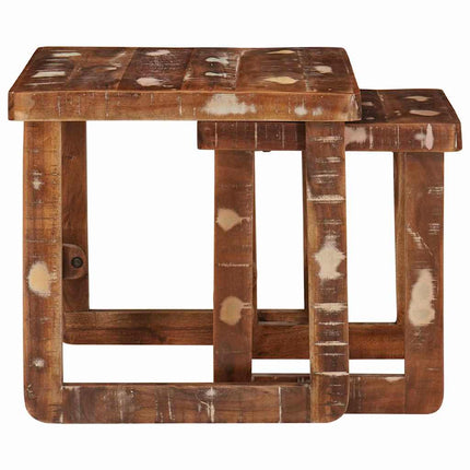 Satsbord 2 pcs Brun 46 x 46 x 45 cm Solid återvunnen trä